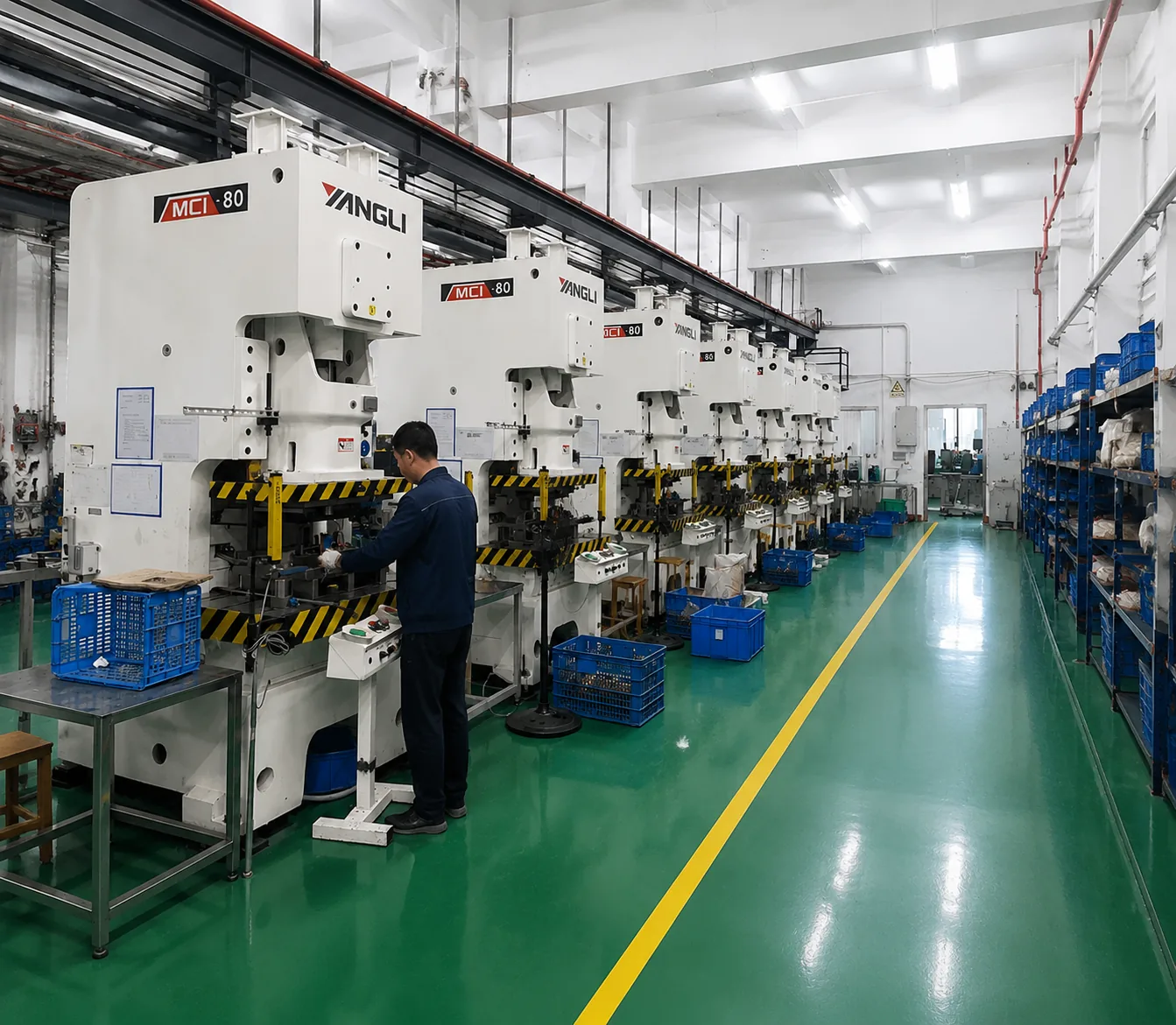 TSLBlower stamping workshop with multiple presses for blower wheel component production