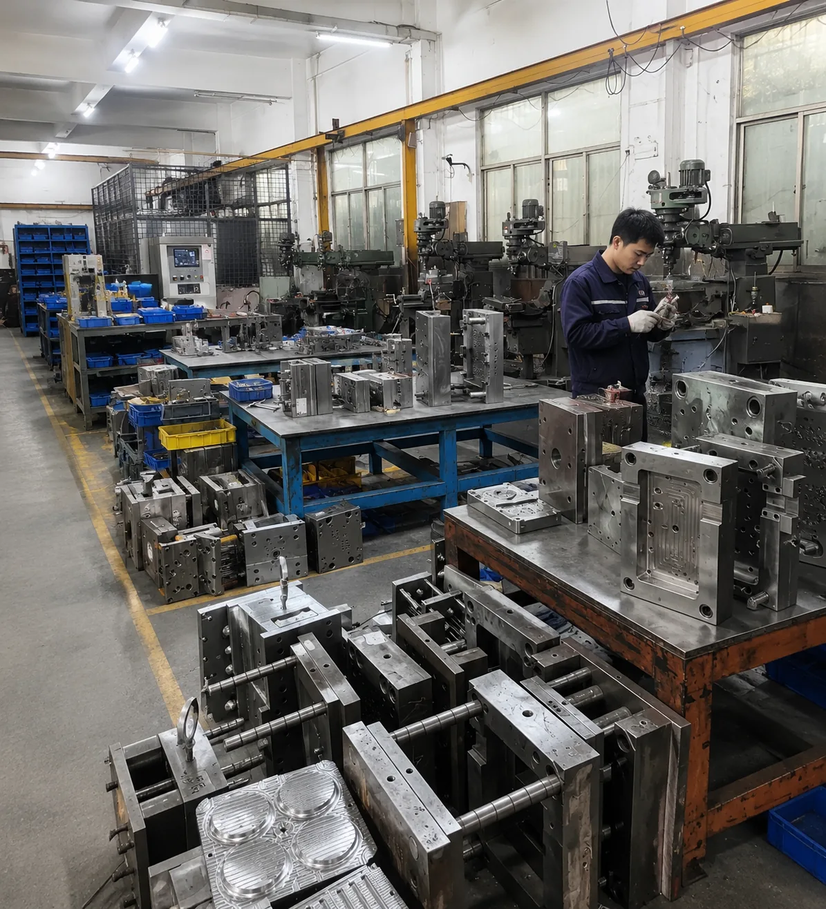 TSLBlower tooling workshop with blower wheel molds and machining equipment